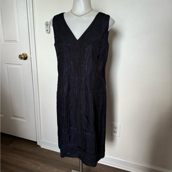 Anne Klein embroidery print navy blue formal dress small - Picture 1 of 6